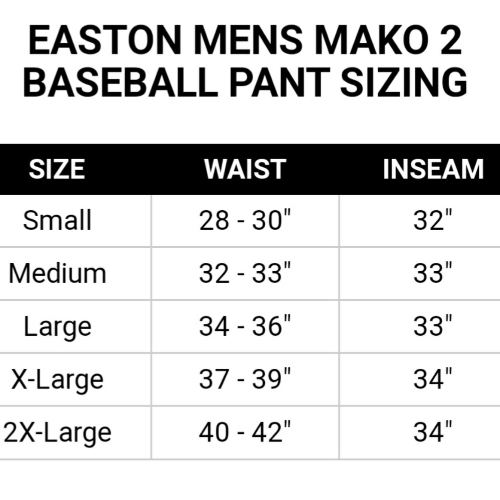 Easton Men's Mako 2 Piped Baseball Pant Adjustable Hem NWT - Picture 9 of 9